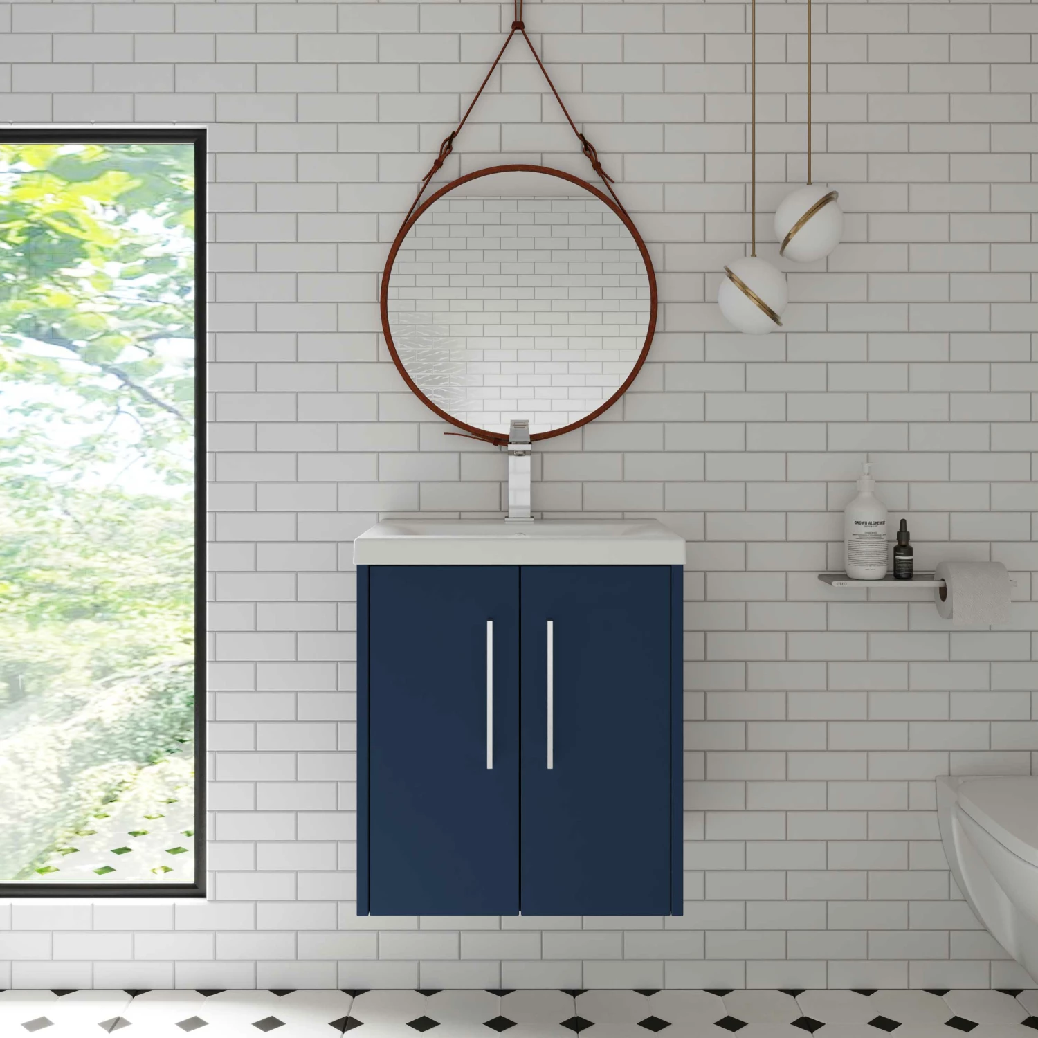 Hudson Reed Juno Wall Hung 2-Door Vanity Unit With Basin 2 500mm Wide - Electric Blue 6 Hudson Reed Juno Wall Hung 2-Door Vanity Unit With Basin 2 500mm Wide - Electric Blue - Image 4