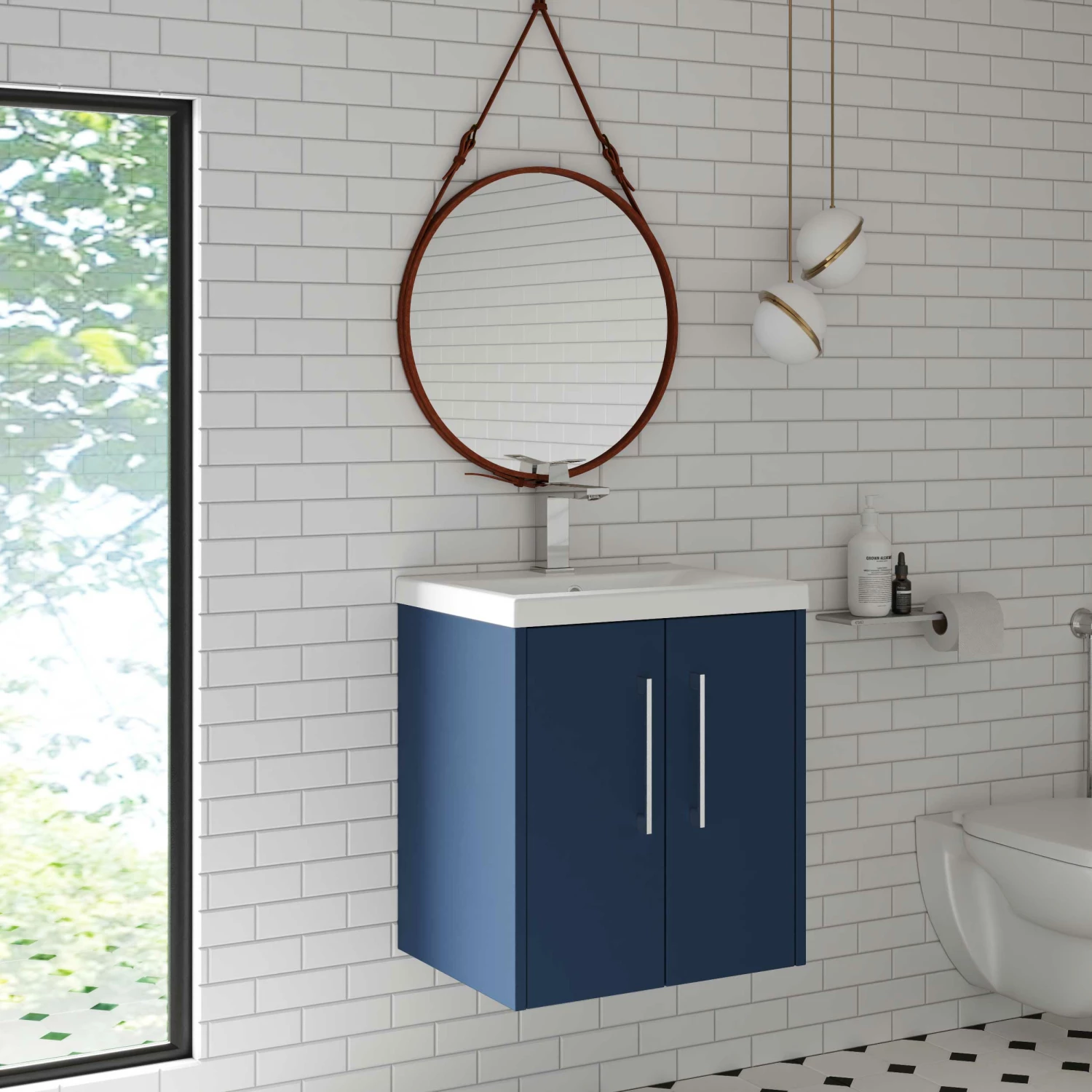Hudson Reed Juno Wall Hung 2-Door Vanity Unit With Basin 2 500mm Wide - Electric Blue 7 Hudson Reed Juno Wall Hung 2-Door Vanity Unit With Basin 2 500mm Wide - Electric Blue - Image 5