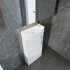 Hudson Reed Juno Compact LH Floor Standing Vanity Unit And Basin 440mm Wide - Electric Blue -HEATANDPLUMB Sales hudson reed juno vanity unit hrjunfsclhvub44 1