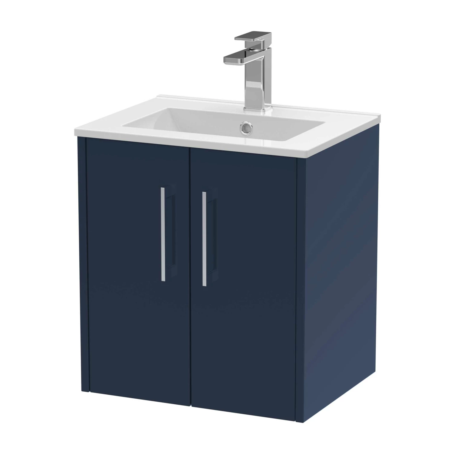 Hudson Reed Juno Wall Hung 2-Door Vanity Unit With Basin 2 500mm Wide - Electric Blue 5 Hudson Reed Juno Wall Hung 2-Door Vanity Unit With Basin 2 500mm Wide - Electric Blue - Image 3