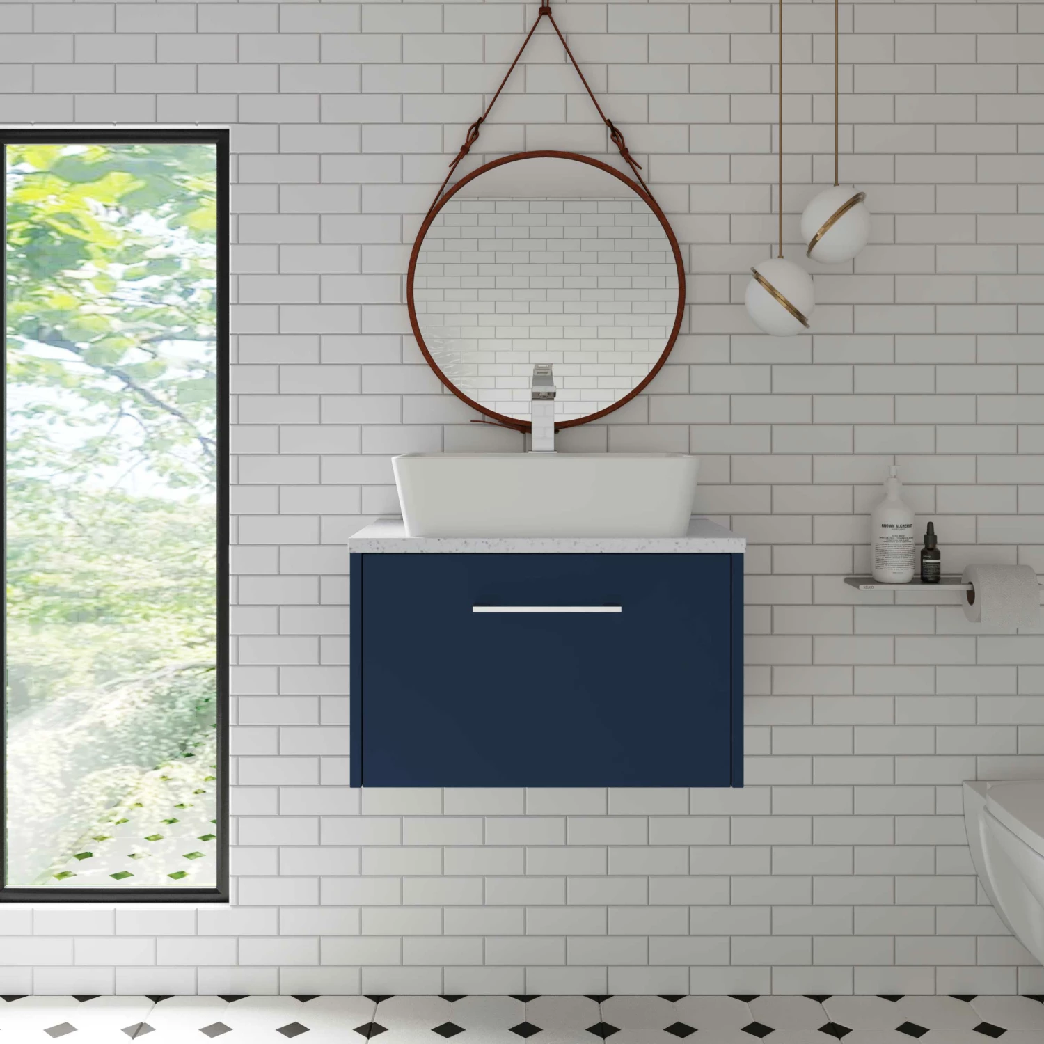 Hudson Reed Juno Wall Hung 1-Drawer Vanity Unit With Worktop 600mm Wide - White Ash 5 Hudson Reed Juno Wall Hung 1-Drawer Vanity Unit With Worktop 600mm Wide - White Ash - Image 3