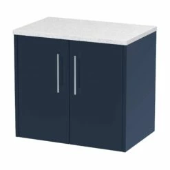 Hudson Reed Juno Wall Hung 2-Door Vanity Unit With Sparkling White Worktop 600mm Wide - Electric Blue -HEATANDPLUMB Sales hudson reed juno vanity unit jnu1723lsw 1