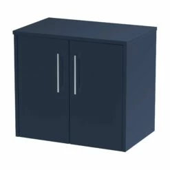 Hudson Reed Juno Wall Hung 2-Door Vanity Unit With Worktop 600mm Wide - Electric Blue -HEATANDPLUMB Sales hudson reed juno vanity unit jnu1723w 1 3