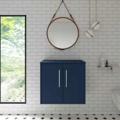 Hudson Reed Juno Wall Hung 2-Door Vanity Unit With Worktop 600mm Wide - Electric Blue -HEATANDPLUMB Sales hudson reed juno vanity unit jnu1723w 3