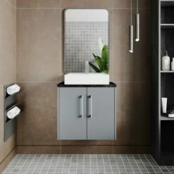 Hudson Reed Juno Wall Hung 2-Door Vanity Unit With Worktop 600mm Wide - Electric Blue -HEATANDPLUMB Sales hudson reed juno vanity unit jnu1723w 6