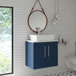 Hudson Reed Juno Wall Hung 2-Door Vanity Unit With Worktop 600mm Wide - Electric Blue -HEATANDPLUMB Sales hudson reed juno vanity unit jnu1723w 7