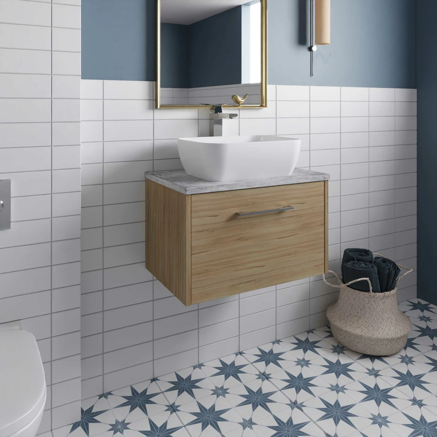 Hudson Reed Juno Wall Hung 1-Drawer Vanity Unit With Worktop 600mm Wide - White Ash 10 Hudson Reed Juno Wall Hung 1-Drawer Vanity Unit With Worktop 600mm Wide - White Ash - Image 8