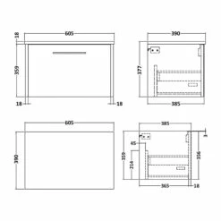 Hudson Reed Juno Wall Hung 1-Drawer Vanity Unit With Worktop 600mm Wide - White Ash 13 Hudson Reed Juno Wall Hung 1-Drawer Vanity Unit With Worktop 600mm Wide - White Ash -HEATANDPLUMB Sales hudson reed juno vanity unit jnu1822w 1
