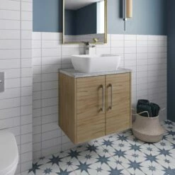 Hudson Reed Juno Wall Hung 2-Door Vanity Unit With Sparkling White Worktop 600mm Wide - Electric Blue -HEATANDPLUMB Sales hudson reed juno vanity unit jnu1823lsb 4