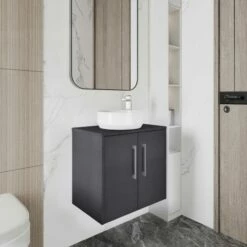 Hudson Reed Juno Wall Hung 2-Door Vanity Unit With Worktop 600mm Wide - White Ash -HEATANDPLUMB Sales hudson reed juno vanity unit jnu1823lsb 7 1