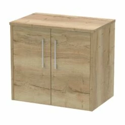 Hudson Reed Juno Wall Hung 2-Door Vanity Unit With Worktop 600mm Wide - Autumn Oak -HEATANDPLUMB Sales hudson reed juno vanity unit jnu1823w 1