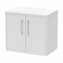 Hudson Reed Juno Wall Hung 2-Door Vanity Unit With Worktop 600mm Wide - White Ash -HEATANDPLUMB Sales hudson reed juno vanity unit jnu2123w 1