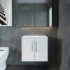 Hudson Reed Juno Wall Hung 2-Door Vanity Unit With Worktop 600mm Wide - White Ash