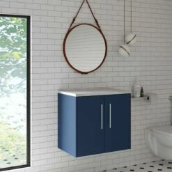 Hudson Reed Juno Wall Hung 2-Door Vanity Unit With Bellato Grey Worktop 600mm Wide - Graphite Grey -HEATANDPLUMB Sales hudson reed juno vanity unit jnu2223lbg 3