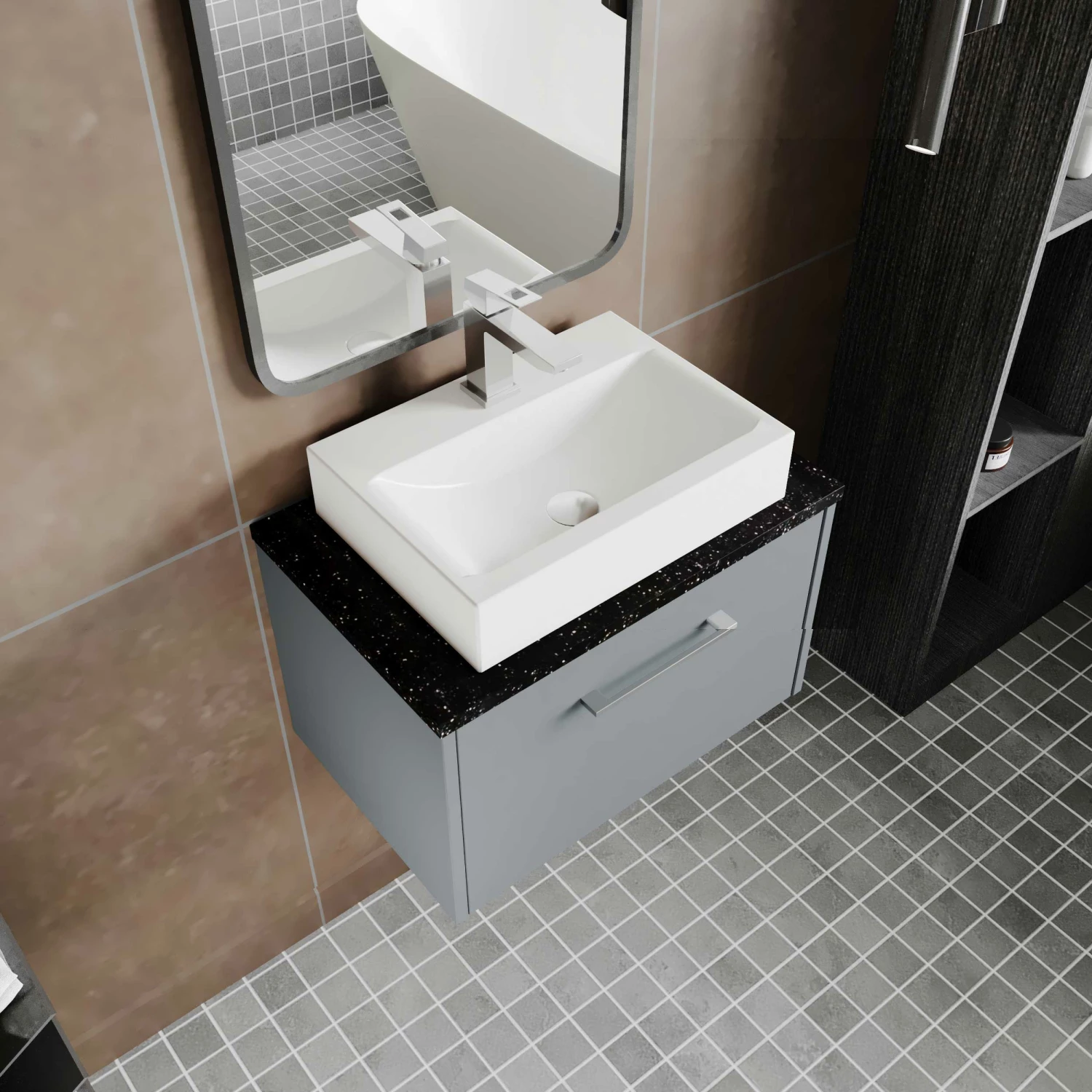 Hudson Reed Juno Wall Hung 1-Drawer Vanity Unit With Worktop 600mm Wide - White Ash 4 Hudson Reed Juno Wall Hung 1-Drawer Vanity Unit With Worktop 600mm Wide - White Ash - Image 2