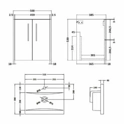 Hudson Reed Juno Wall Hung 2-Door Vanity Unit With Basin 1 500mm Wide - Electric Blue -HEATANDPLUMB Sales hudson reed juno vanity unit jnu2621a 2