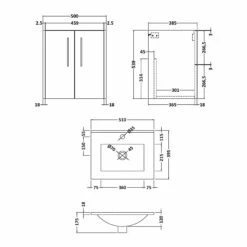 Hudson Reed Juno Wall Hung 2-Door Vanity Unit With Basin 2 500mm Wide - Electric Blue 9 Hudson Reed Juno Wall Hung 2-Door Vanity Unit With Basin 2 500mm Wide - Electric Blue -HEATANDPLUMB Sales hudson reed juno vanity unit jnu2621b 1