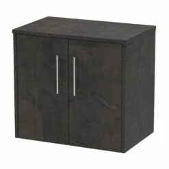 Hudson Reed Juno Wall Hung 2-Door Vanity Unit With Worktop 600mm Wide - Metallic Slate