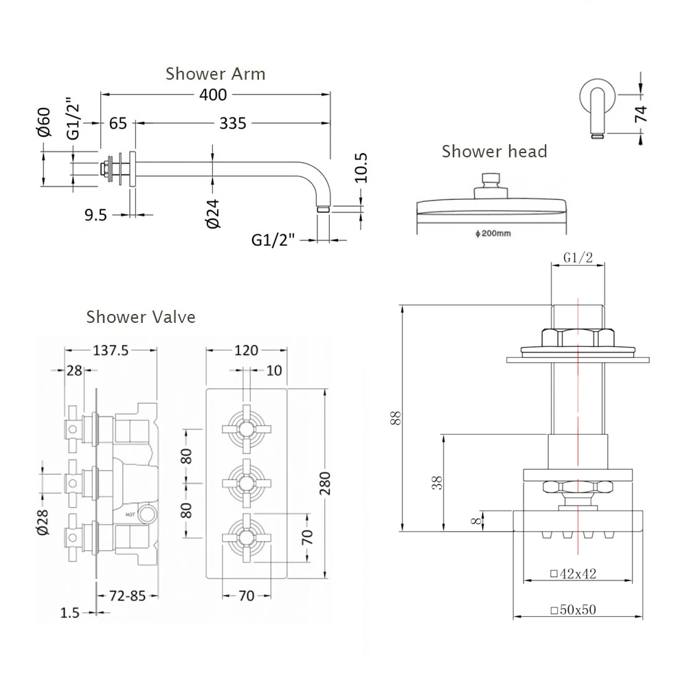 Hudson Reed Tec Concealed Shower Mixer With Fixed Head And Body Jets - Chrome 5 Hudson Reed Tec Concealed Shower Mixer With Fixed Head And Body Jets - Chrome - Image 3
