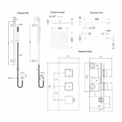 Hudson Reed Kubix Dual Concealed Shower Valve With Slide Rail Kit And Fixed Head - Chrome 11 Hudson Reed Kubix Dual Concealed Shower Valve With Slide Rail Kit And Fixed Head - Chrome -HEATANDPLUMB Sales hudson reed kubix complete mixer shower hrpk389 8