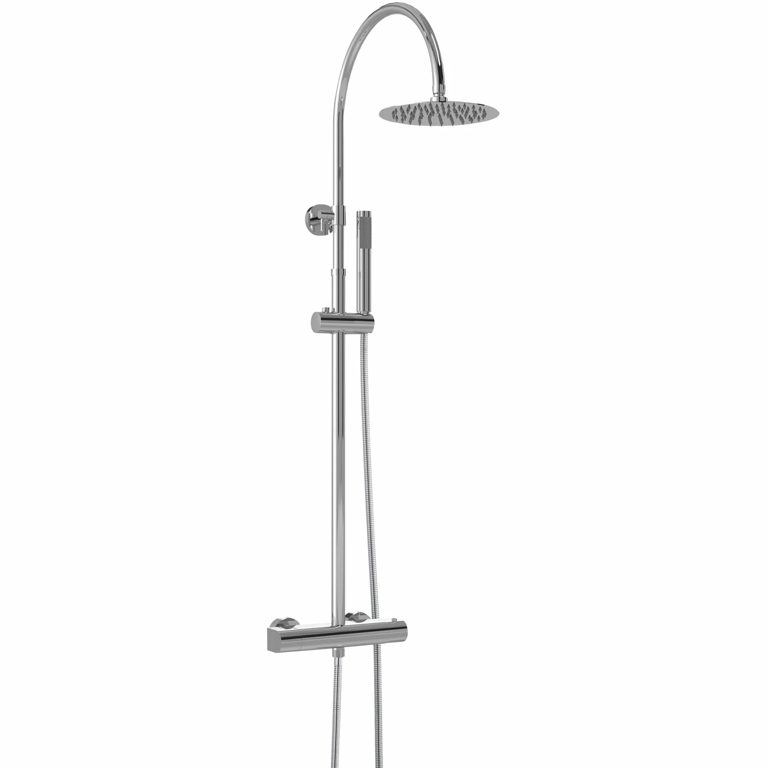 Hudson Reed Luxury Round Thermostatic Bar Mixer Shower With Shower Kit And Fixed Head - Chrome 4 Hudson Reed Luxury Round Thermostatic Bar Mixer Shower With Shower Kit And Fixed Head - Chrome - Image 2