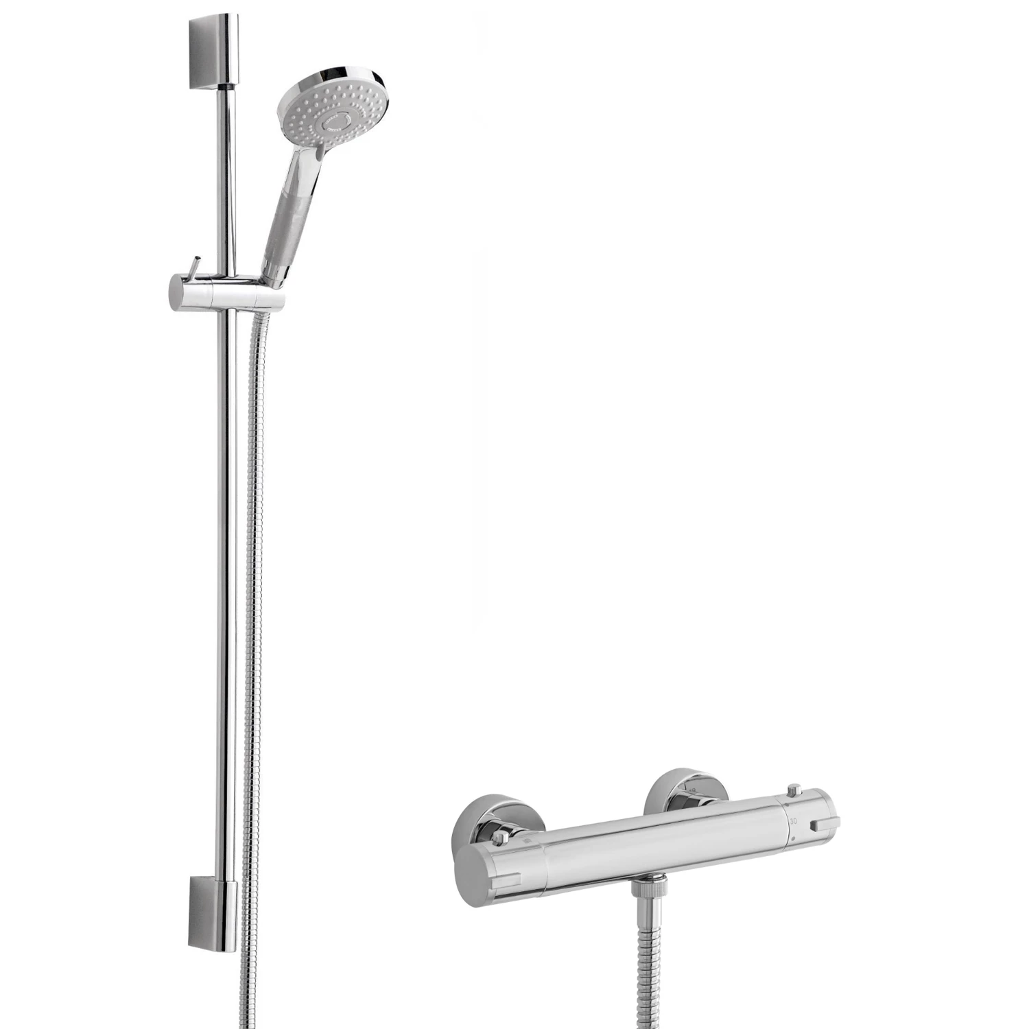Hudson Reed Minimalist Thermostatic Bar Shower Valve With Slimline Slider Rail Kit - Chrome 3 Hudson Reed Minimalist Thermostatic Bar Shower Valve With Slimline Slider Rail Kit - Chrome