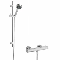 Hudson Reed Minimalist Thermostatic Bar Shower Valve With Linear Slider Rail Kit - Chrome 7 Hudson Reed Minimalist Thermostatic Bar Shower Valve With Linear Slider Rail Kit - Chrome -HEATANDPLUMB Sales hudson reed minimalist complete mixer shower sbr104bv1