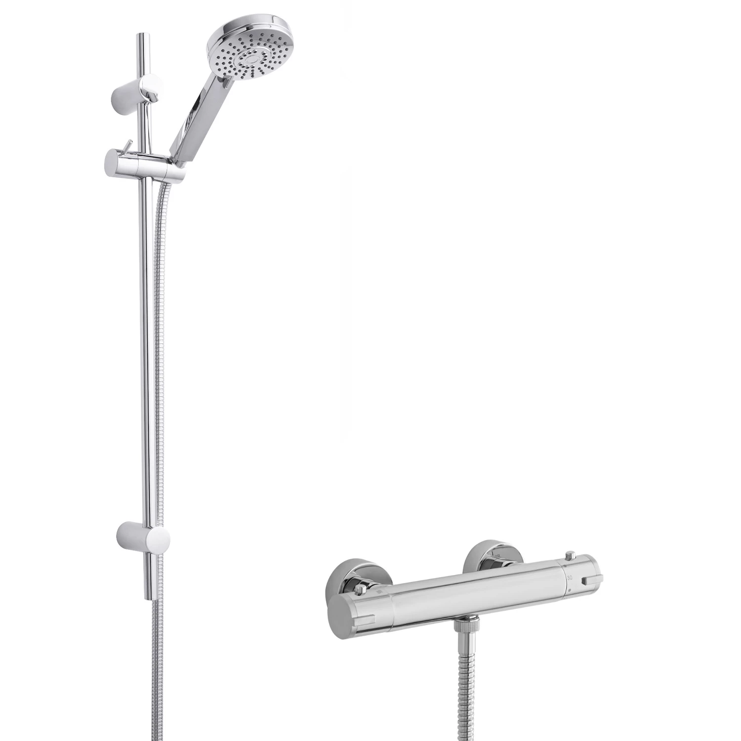Hudson Reed Minimalist Thermostatic Bar Shower Valve With Water Saving Slider Rail Kit - Chrome 4 Hudson Reed Minimalist Thermostatic Bar Shower Valve With Water Saving Slider Rail Kit - Chrome - Image 2
