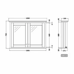 Hudson Reed Old London Mirrored Bathroom Cabinet 1050mm Wide - Timeless Sand