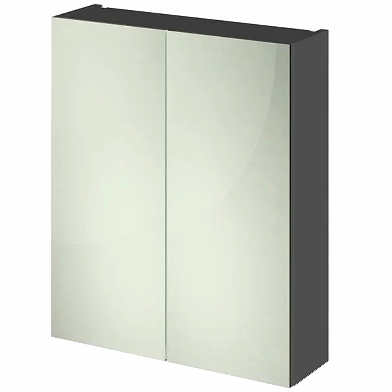 Hudson Reed Fusion Mirrored Bathroom Cabinet (50/50) 600mm Wide - Gloss Grey 3 Hudson Reed Fusion Mirrored Bathroom Cabinet (50/50) 600mm Wide - Gloss Grey