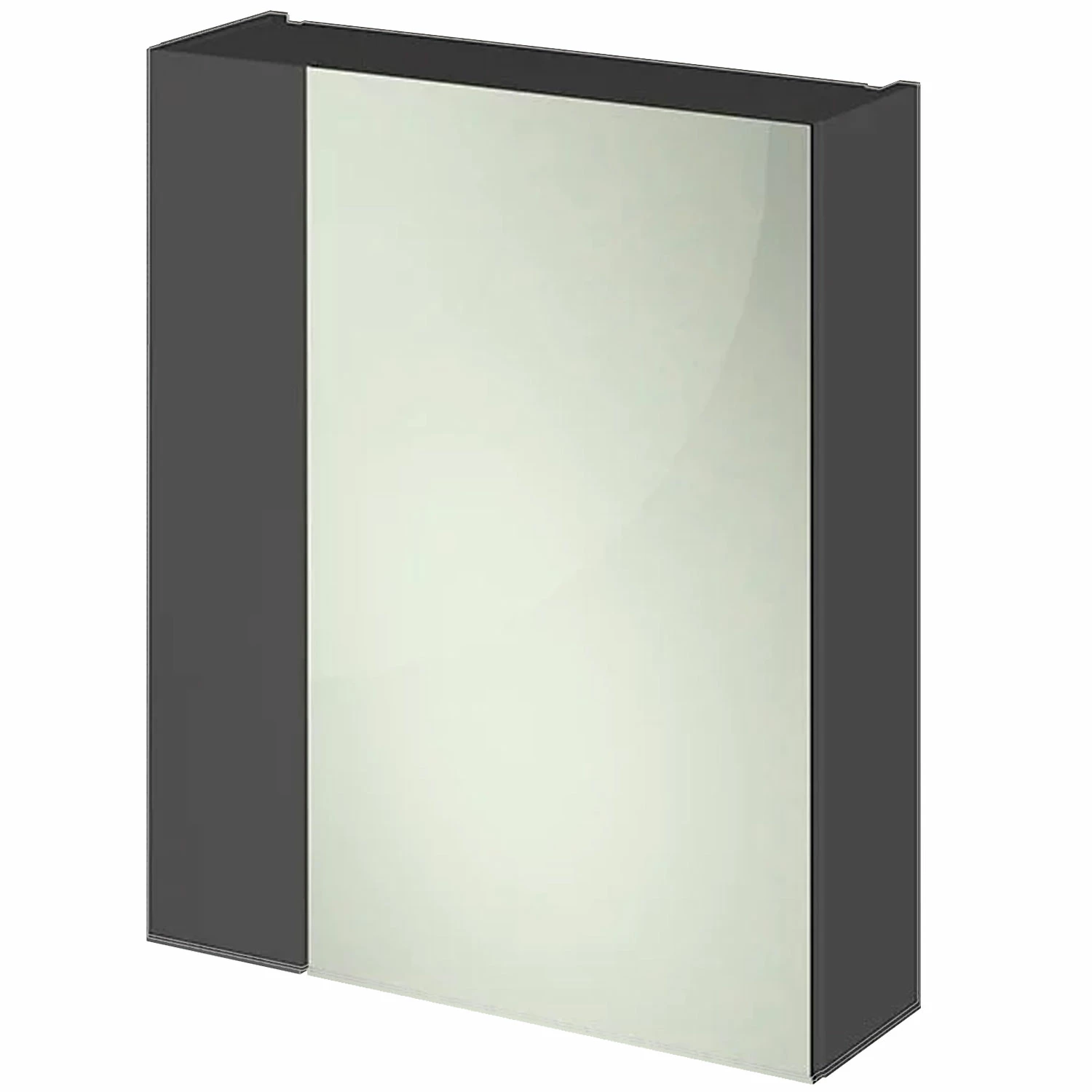 Hudson Reed Fusion Mirrored Bathroom Cabinet (75/25) 600mm Wide - Gloss Grey 4 Hudson Reed Fusion Mirrored Bathroom Cabinet (75/25) 600mm Wide - Gloss Grey - Image 2
