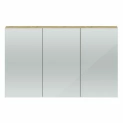 Hudson Reed Quartet 3 Door Mirrored Cabinet 1350mm Wide - Natural Oak