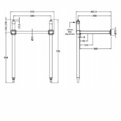 Hudson Reed Richmond Adjustable Washstand 500-560mm Wide Basins - Chrome -HEATANDPLUMB Sales hudson reed richmond accessory nla001 1 1