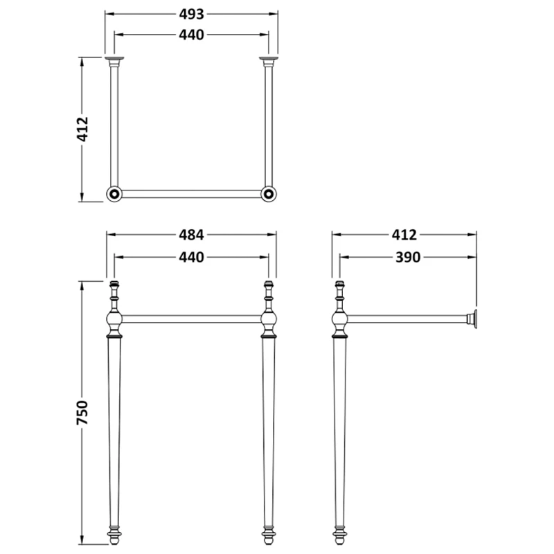 Hudson Reed Richmond Luxury Adjustable Washstand 500-560mm Wide Basins - Chrome 4 Hudson Reed Richmond Luxury Adjustable Washstand 500-560mm Wide Basins - Chrome - Image 2