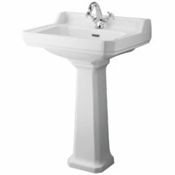 Hudson Reed Richmond Basin With Full Pedestal 595mm Wide - 1 Tap Hole