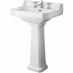 Hudson Reed Richmond Basin And Comfort Height Full Pedestal 600mm Wide - 3 Tap Hole