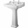 Hudson Reed Richmond Basin And Comfort Height Full Pedestal 600mm Wide - 2 Tap Hole -HEATANDPLUMB Sales hudson reed richmond basin ccr026 1