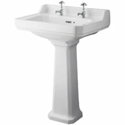 Hudson Reed Richmond Basin And Comfort Height Full Pedestal 600mm Wide - 2 Tap Hole