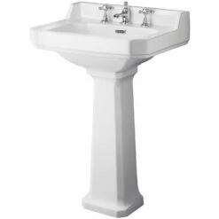 Hudson Reed Richmond Basin And Comfort Height Full Pedestal 560mm Wide - 3 Tap Hole