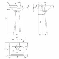 Hudson Reed Richmond Basin And Comfort Height Full Pedestal 560mm Wide - 1 Tap Hole