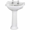 Hudson Reed Ryther Basin And Full Pedestal 600mm Wide - 2 Tap Hole -HEATANDPLUMB Sales hudson reed ryther basin crt003 1
