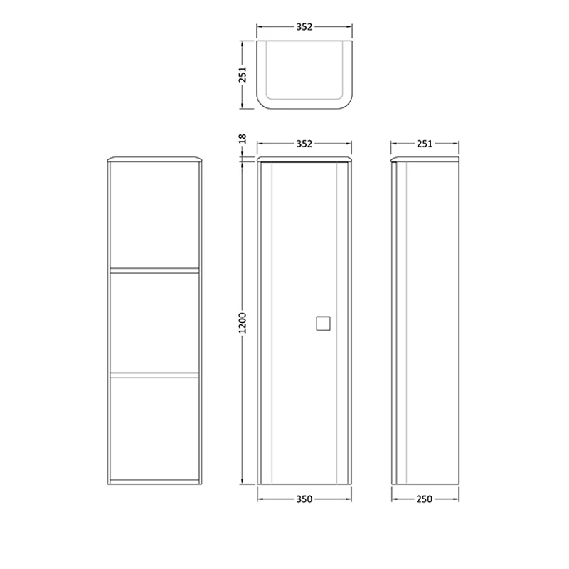 Hudson Reed Sarenna 1-Door Tall Storage Unit 352mm Wide - Moon White 4 Hudson Reed Sarenna 1-Door Tall Storage Unit 352mm Wide - Moon White - Image 2