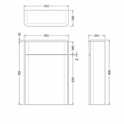 Hudson Reed Sarenna Back To Wall WC Toilet Unit 552mm Wide - Dove Grey