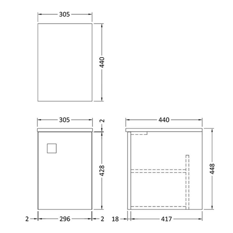 Hudson Reed Sarenna 1-Door Side Cabinet Unit 305mm Wide - Moon White 4 Hudson Reed Sarenna 1-Door Side Cabinet Unit 305mm Wide - Moon White - Image 2