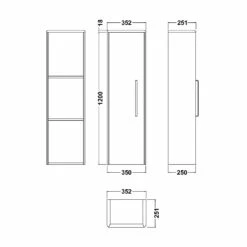Hudson Reed Solar Wall Hung Tall Storage Unit 350mm Wide - Pure White 7 Hudson Reed Solar Wall Hung Tall Storage Unit 350mm Wide - Pure White -HEATANDPLUMB Sales hudson reed solar bathroom furniture cur162