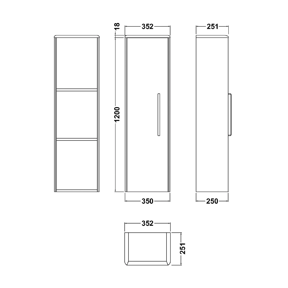 Hudson Reed Solar Wall Hung Tall Storage Unit 350mm Wide - Pure White 5 Hudson Reed Solar Wall Hung Tall Storage Unit 350mm Wide - Pure White - Image 3