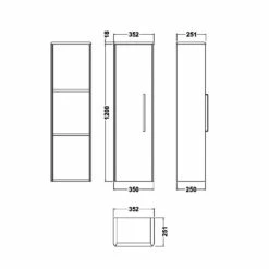Hudson Reed Solar Wall Hung Tall Storage Unit 350mm Wide - Cool Grey 7 Hudson Reed Solar Wall Hung Tall Storage Unit 350mm Wide - Cool Grey -HEATANDPLUMB Sales hudson reed solar bathroom furniture cur262
