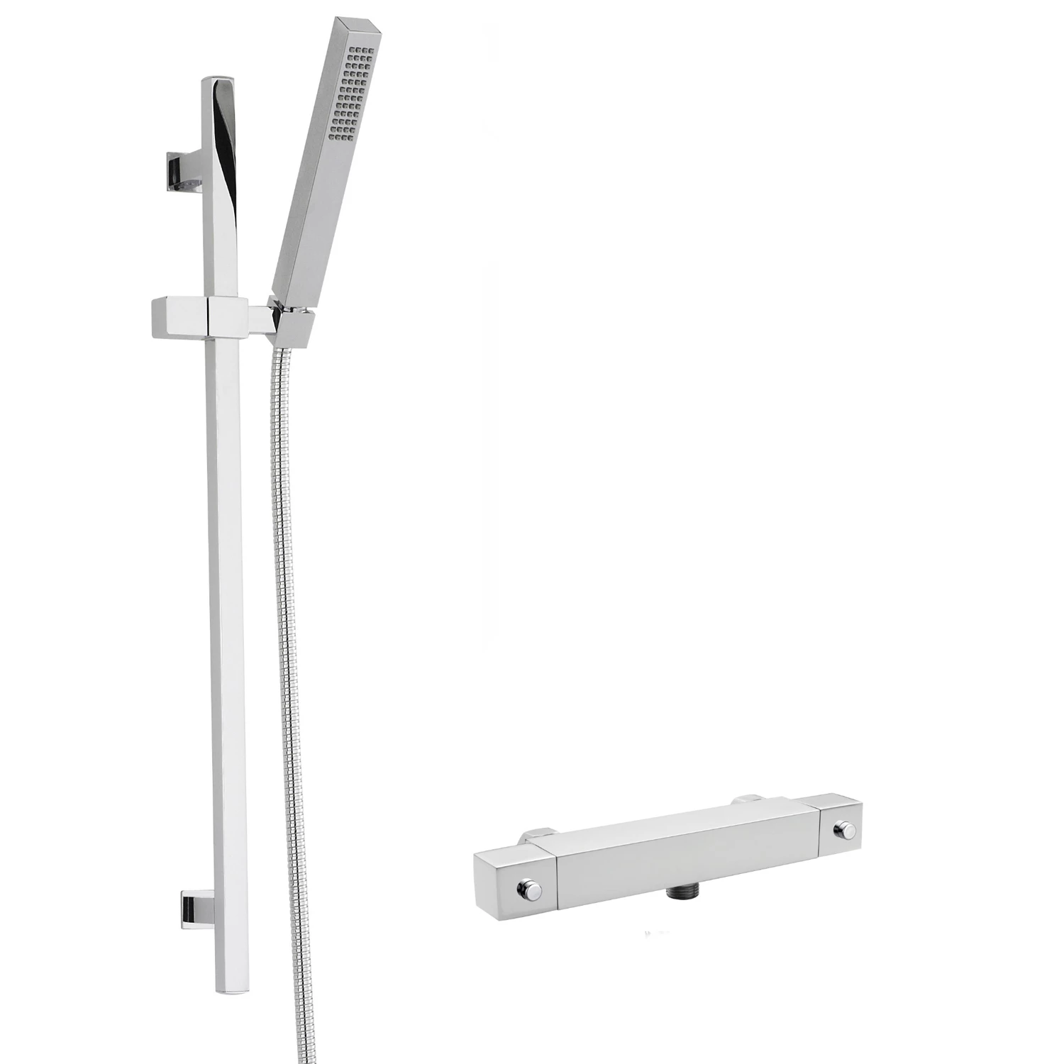 Hudson Reed Square Thermostatic Bar Shower Valve With Kubix Slider Rail Kit - Chrome 4 Hudson Reed Square Thermostatic Bar Shower Valve With Kubix Slider Rail Kit - Chrome - Image 2