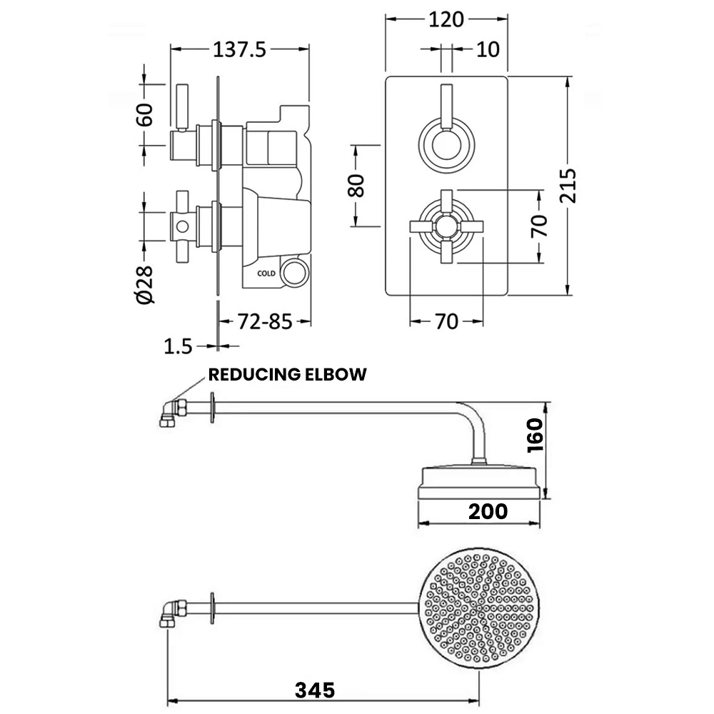 Hudson Reed Tec Pura Dual Concealed Shower Valve With Fixed Head - Chrome 5 Hudson Reed Tec Pura Dual Concealed Shower Valve With Fixed Head - Chrome - Image 3