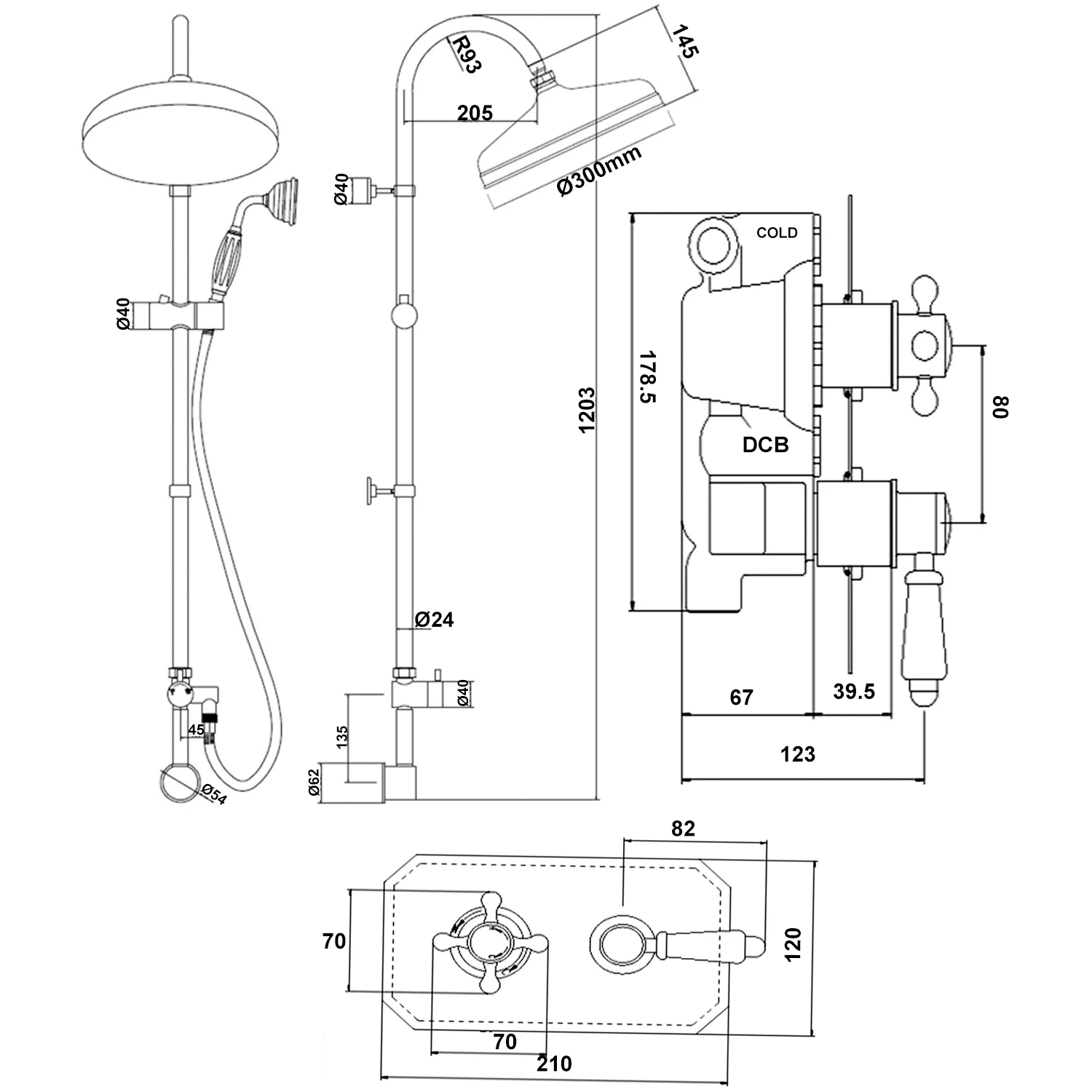 Hudson Reed Topaz Dual Concealed Mixer Shower With Shower Kit And Fixed Head 4 Hudson Reed Topaz Dual Concealed Mixer Shower With Shower Kit And Fixed Head - Image 2